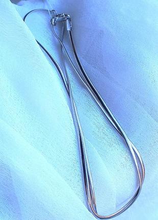 Серебряная цепочка плоский снейк родированное 45 см2 фото