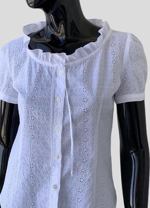 Хлопковая блуза рубашка marella max mara из прошвы 100% хлопок2 фото