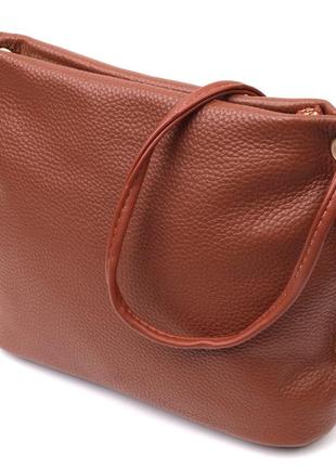 Трапецієподібна сумка для жінок на плече з натуральної шкіри vintage 22397 коричнева