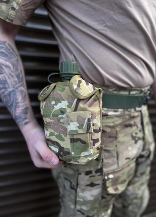 Фляга військова пластикова в чохлі мультикам +кружка з тримачем2 фото