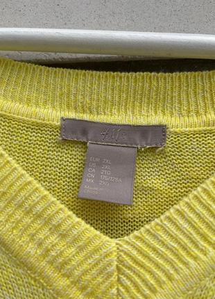 Льняная желтая кофта джемпер большого размера батал, оверсайз ,хлопок, лен h & m9 фото