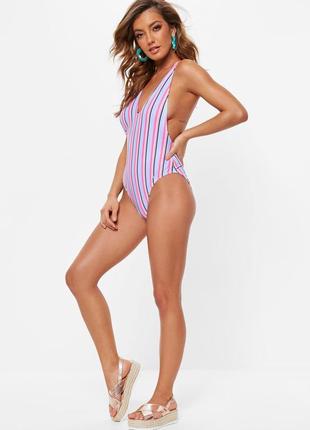 Яркий купальник в полоску  missguided