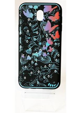 Силиконовый чехол на samsung j7 2017,j730  с рисунком  бабочек