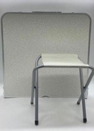Стіл для пікніка з 4 стільцями folding table (60х120 см) срібло2 фото