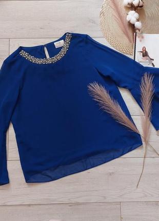 Стильная синяя блуза с камушками wallis2 фото