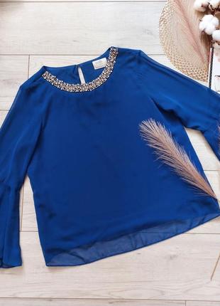 Стильная синяя блуза с камушками wallis1 фото