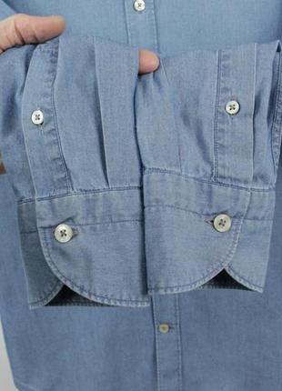 Итальянская люкс рубашка рубашка кaliban 820 slim fit blue denim cotton shirt5 фото