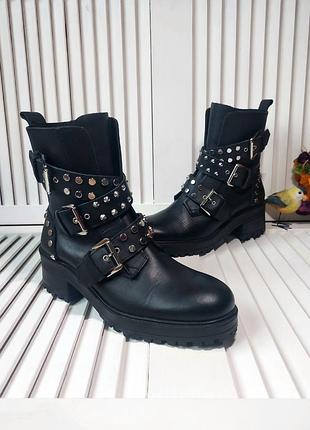 Ботинки натуральная кожа кожаные демисезонные zara