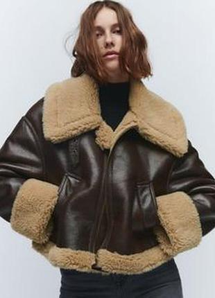 Дубленка zara куртка авиатор косуха m,l і