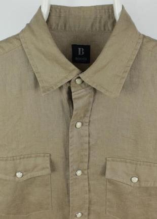 Итальянская льняная рубашка boggi milano regular fit beige french linen casual shirt4 фото