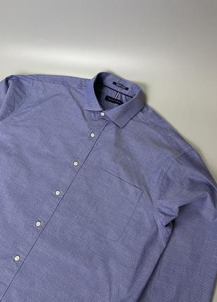 Оригинальная классическая рубашка tommy hilfiger regular fit, оригинал, томми халфигер, синяя, голубая, фиолетовая, базовая, с узором2 фото