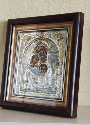 Срібна ікона в кіоті під склом silver axion святе сімейство рep514-015kz/ 23,3х25,7 см