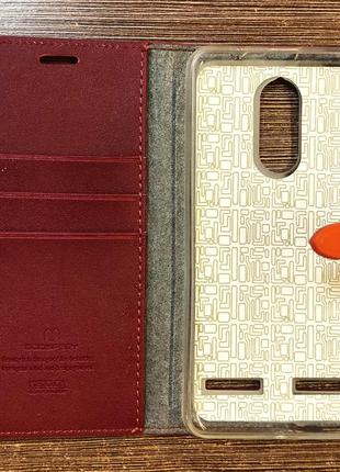 Чохол-книжка на телефон lenovo k6 бордового кольору