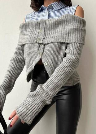 Женская комбинированная кофта