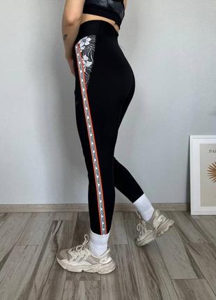 adidas лосины женские леггинсы с лампасами черные для спорта адидас2 фото
