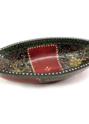 Братина з суцільного дерева інкрустована перламутром (33,5х17,5х7 см)