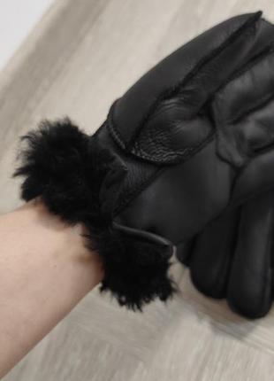 Шкіряні теплі рукавиці, шерсть ягняти, овчина5 фото