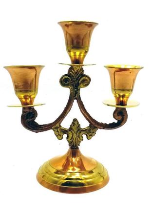 Підсвічник бронзовий на 3 свічки (14х12х7 см)
