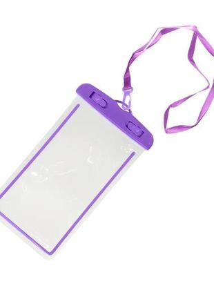 Водонепроницаемый чехол для телефона, фиолетовый с прозрачным2 фото