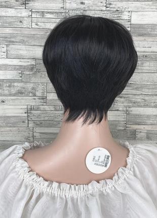 Парик женский черный из натуральных волос с имитацией роста волос для женщин3 фото