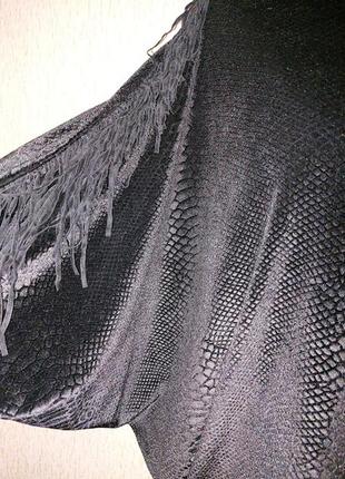 Красивая женская черная велюровая, бархатная кофта, джемпер с бахромой river island4 фото