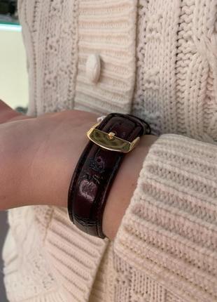 Стильные женские часы с японским механизмом - winner gold brown9 фото