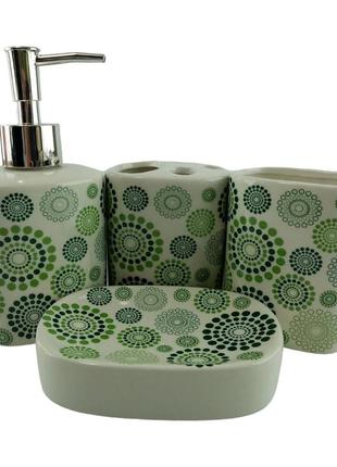 Набор для ванной керамический "зеленые круги"1 фото