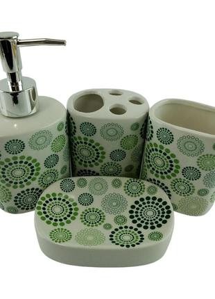 Набор для ванной керамический "зеленые круги"6 фото
