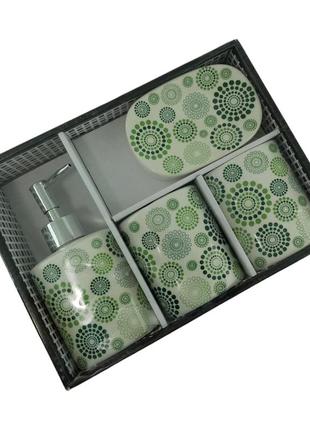 Набор для ванной керамический "зеленые круги"5 фото