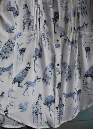 Нежная блуза с принтом "животные и птицы"6 фото