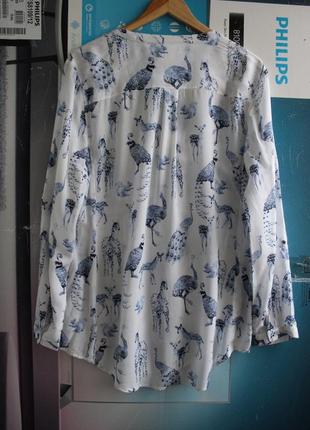 Нежная блуза с принтом "животные и птицы"7 фото