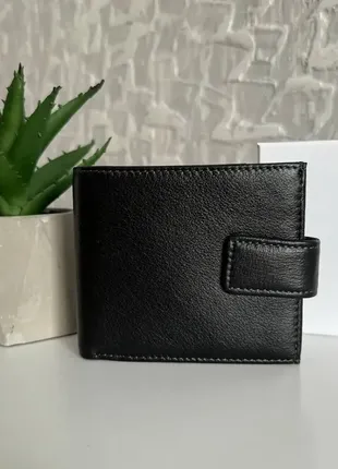 Качественный мужской кожаный кошелек портмоне на магните md черный натуральная кожа 14448 фото