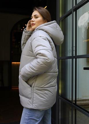 Зимова куртка зі щільної плащової тканини3 фото