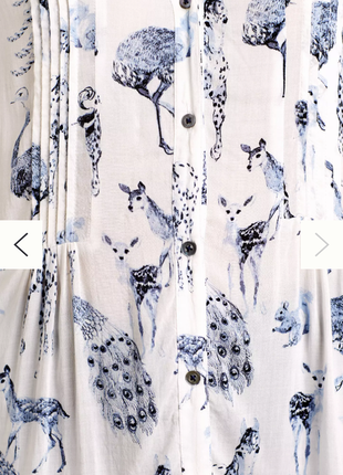 Нежная блуза с принтом "животные и птицы"3 фото