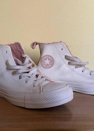 Кожаные кеды converse chuck taylor all star vintage white dusk pink leather2 фото