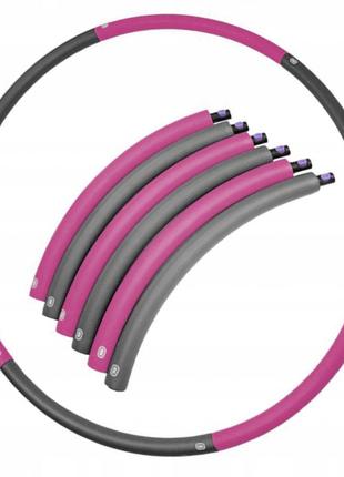 Обруч масажний hula hoop sportvida 90 см sv-hk0215 grey/pink poland