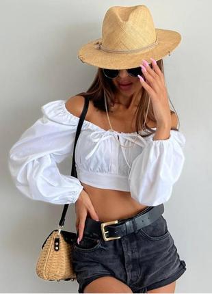 Трендова укорочена блуза  100% катон topshop