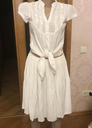 Роскошный натуральный невесомый белоснежный костюм basic wear by stradivarius1 фото