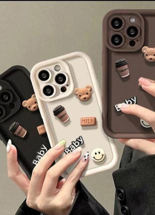 Силиконовый 3д чехол-накладка на телефон, чехол из мишки 3d, чехол на iphone case 12, 12 pro, 15