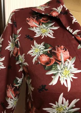Квіткова блуза з бавовни4 фото
