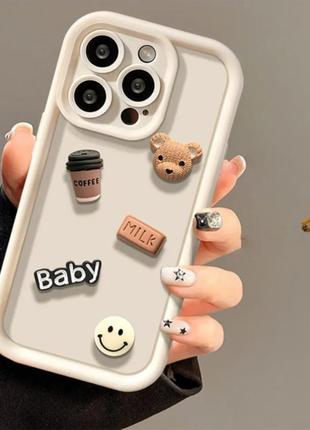 Силиконовый 3д чехол-накладка на телефон, чехол с мишкой 3d, чехол на iphone case 12, 12 pro, 152 фото