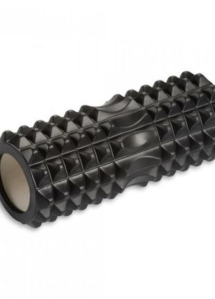Масажний ролик для спини та тіла шипований мфр foam roller grid 33х13 см чорний
