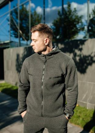 Чоловічий теплий спортивний костюм на флісі nike tech fleece флісовий сірий s-xxl найк теч фліс зимовий утеплений6 фото