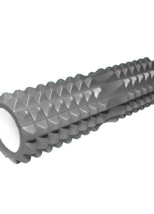 Массажный ролик для спины и тела, шипованный (валик, роллер) 45х13 см, мфр серый