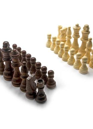 Шахові фігури дерев'яні в блістері (h фігур 3,5-7,5 см,d 1,8-2,2 см)(3")1 фото
