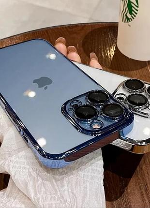 Прозрачный силиконовый чехол-накладка на айфон, чехол на iphone case 13, 14, 15 pro, стильный чехол, сиреневый лавандовый чехол люкс качество