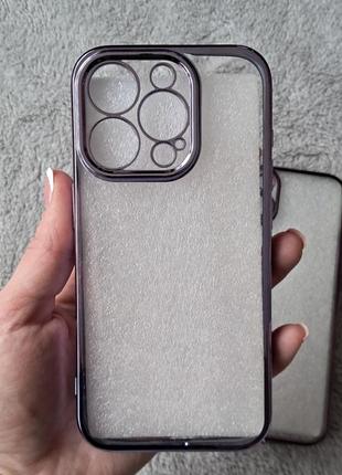 Прозрачный силиконовый чехол-накладка на айфон, чехол на iphone case 13, 14, 15 pro, стильный чехол, сиреневый лавандовый чехол люкс качество5 фото