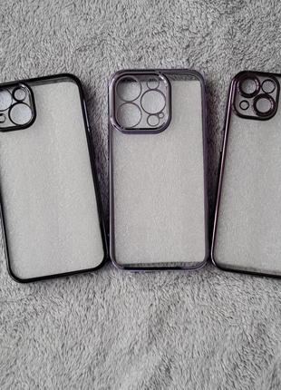 Прозрачный силиконовый чехол-накладка на айфон, чехол на iphone case 13, 14, 15 pro, стильный чехол, сиреневый лавандовый чехол люкс качество3 фото