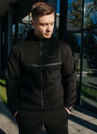 Чоловічий теплий спортивний костюм на флісі nike tech fleece флісовий чорний s-xxl найк теч фліс зимовий утеплений8 фото