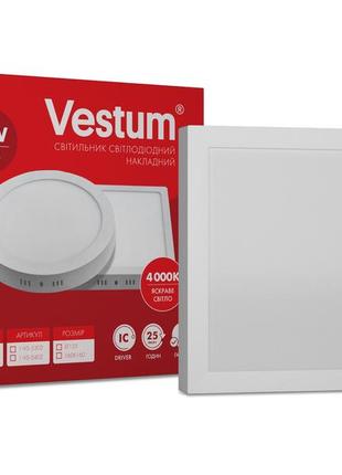 Квадратний світлодіодний накладний світильник vestum12w 4000k 220v 1-vs-54021 фото